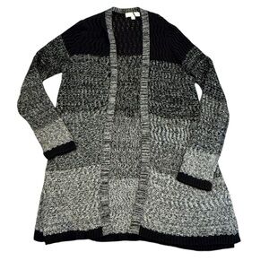 Carolyn Taylor | Black and Gray Cardigan Sweater with Colorblock Design